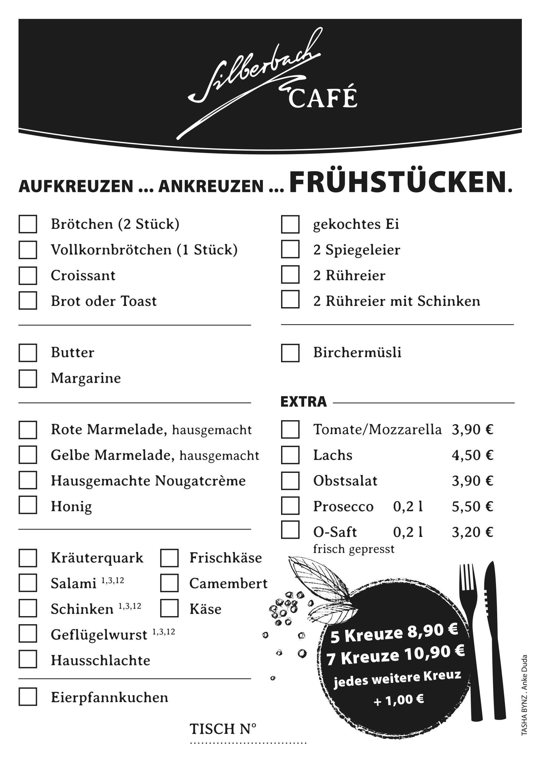 Frühstücksangebot Café Silberbach